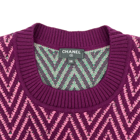CHANEL COCOMARK KNIT DRESS PURPLE CASHMERE 38 21K RTW 90307930 - PURPOSE