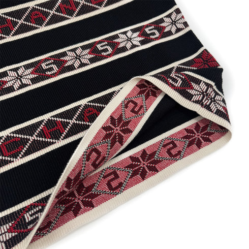 CHANEL NO.5 NORDIC PATTERN KNIT BODYCON DRESS CASHMERE BLACK RED 40 P62 RTW 90307931 - PURPOSE
