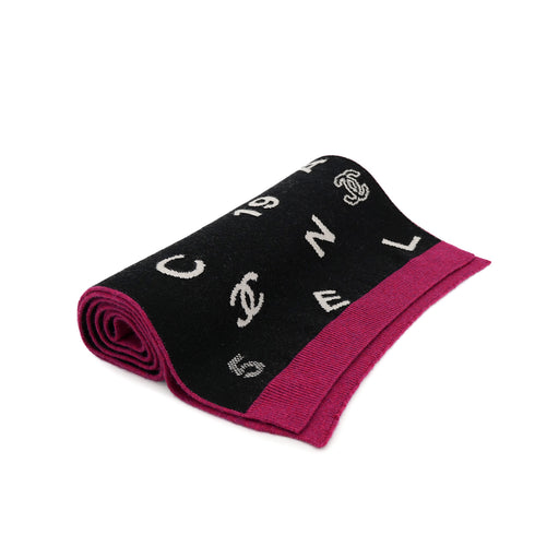 CHANEL COCOMARK LOGO WINTER SCARF BLACK PINK CASHMERE ACCESSORY 23A 90307932 - PURPOSE