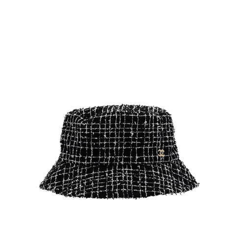 CHANEL HAT COCOMARK BLACK WHITE TWEED L ACCESSORY 90307933 - PURPOSE