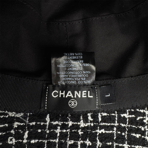 CHANEL HAT COCOMARK BLACK WHITE TWEED L ACCESSORY 90307933 - PURPOSE