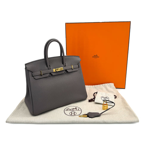 HERMES BIRKIN 25 ETAIN TOGO HAND BAG X GOLD HARDWARE 90307990 - PURPOSE