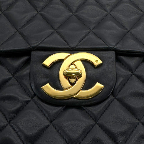 CHANEL VINTAGE MAXI MATELASSE 34 CHAIN SHOULDER BAG BLACK LAMB SKIN 90307997 - PURPOSE