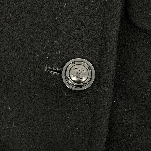 CHANEL VINTAGE COCO BUTTON LONG COAT BLACK WOOL 38 97A RTW 90308007 - PURPOSE