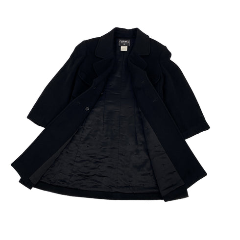 CHANEL VINTAGE COCO BUTTON LONG COAT BLACK WOOL 38 97A RTW 90308007 - PURPOSE