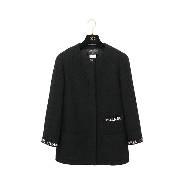 CHANEL VINTAGE COCO BUTTON LOGO JACKET BLACK WOOL 42 95A RTW 90308008 - PURPOSE
