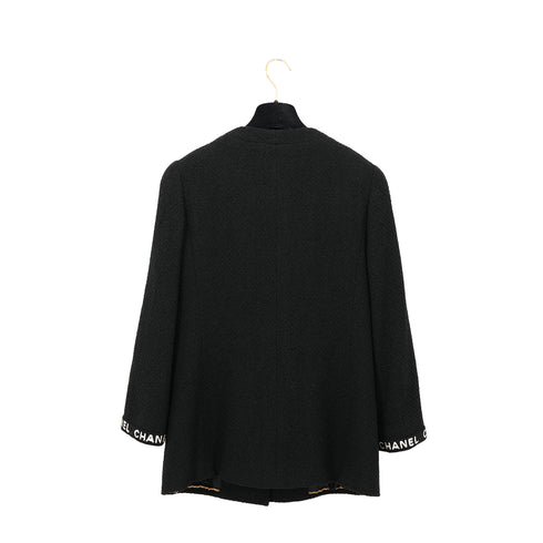 CHANEL VINTAGE COCO BUTTON LOGO JACKET BLACK WOOL 42 95A RTW 90308008 - PURPOSE