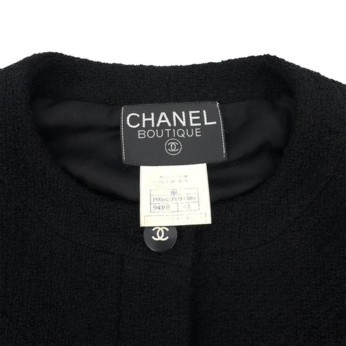 CHANEL VINTAGE COCO BUTTON LOGO JACKET BLACK WOOL 42 95A RTW 90308008 - PURPOSE