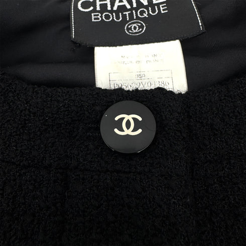 CHANEL VINTAGE COCO BUTTON LOGO JACKET BLACK WOOL 42 95A RTW 90308008 - PURPOSE
