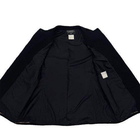 CHANEL VINTAGE COCO BUTTON LOGO JACKET BLACK WOOL 42 95A RTW 90308008 - PURPOSE