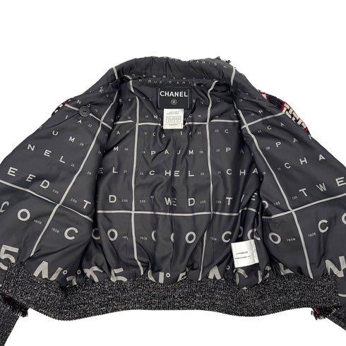 CHANEL CHECK PATTERN LOGO BUTTON JACKET BLACK WOOL 40 07A RTW 90308009 - PURPOSE