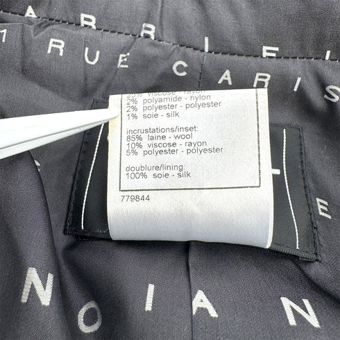 CHANEL CHECK PATTERN LOGO BUTTON JACKET BLACK WOOL 40 07A RTW 90308009 - PURPOSE