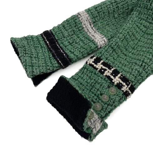 CHANEL COCO BUTTON TWEED FRINGE JACKET GREEN WOOL 44 09K RTW 90308011 - PURPOSE
