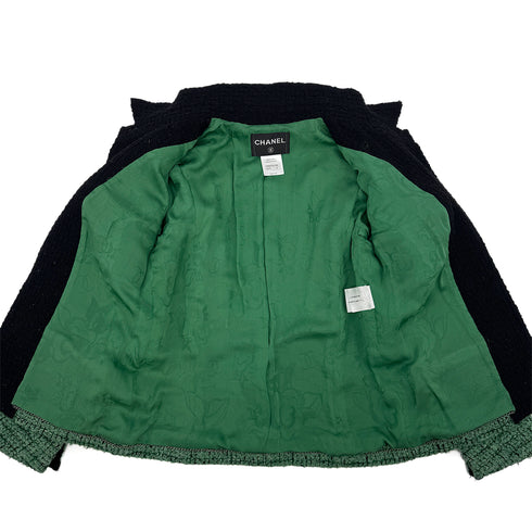 CHANEL COCO BUTTON TWEED FRINGE JACKET GREEN WOOL 44 09K RTW 90308011 - PURPOSE