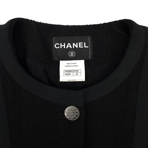 CHANEL COCO BUTTON TWEED JACKET BLACK COTTON 42 P45 RTW 90308012 - PURPOSE