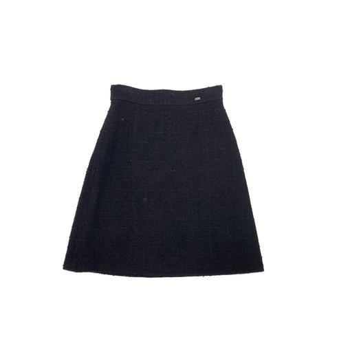 CHANEL CAMELLIA COCO BUTTON JACKET SKIRT SET BLACK TWEED 40 P36 RTW 90308013 - PURPOSE