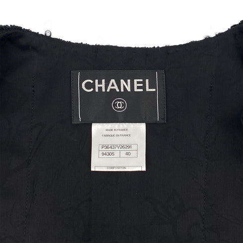 CHANEL CAMELLIA COCO BUTTON JACKET SKIRT SET BLACK TWEED 40 P36 RTW 90308013 - PURPOSE