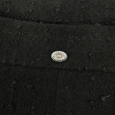 CHANEL CAMELLIA COCO BUTTON JACKET SKIRT SET BLACK TWEED 40 P36 RTW 90308013 - PURPOSE