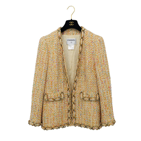 CHANEL COCOMARK CHAIN TWEED JACKET YELLOW COTTON 40 02P RTW 90308014 - PURPOSE