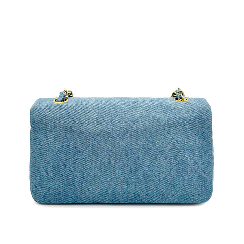 CHANEL VINTAGE FULL FLAP CHAIN SHOULDER BAG BLUE DENIM 90308202 - PURPOSE