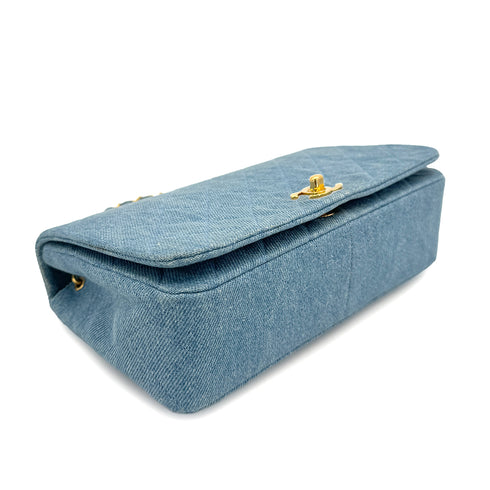 CHANEL VINTAGE FULL FLAP CHAIN SHOULDER BAG BLUE DENIM 90308202 - PURPOSE