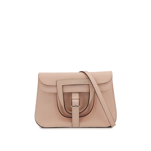 HERMES HALZAN MINI ROSE EGLANTINE VEAU SWIFT HAND SHOULDER BAG X PALLADIUM HARDWARE 90308204