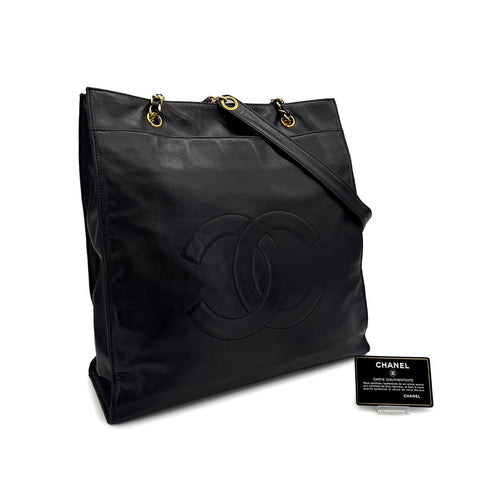 CHANEL VINTAGE COCOMARK CHAIN TOTE BAG BLACK LAMB SKIN 90308205 - PURPOSE