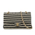 CHANEL MATELASSE BORDER CHAIN SHOULDER BAG FAUX PEARL BLACK WHITE COTTON 90308210