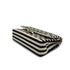 CHANEL MATELASSE BORDER CHAIN SHOULDER BAG FAUX PEARL BLACK WHITE COTTON 90308210