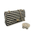 CHANEL MATELASSE BORDER CHAIN SHOULDER BAG FAUX PEARL BLACK WHITE COTTON 90308210