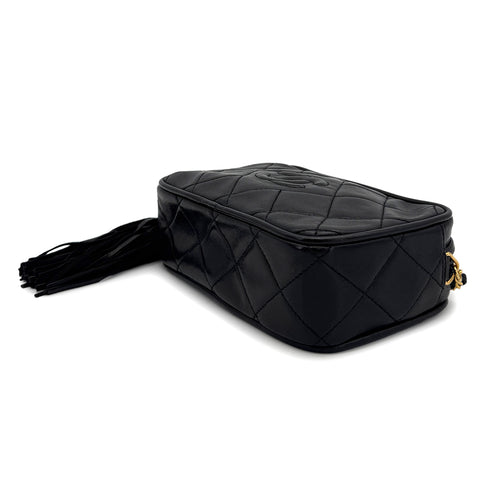 CHANEL VINTAGE COCOMARK MATELASSE CHAIN SHOULDER BAG BLACK FRINGE LAMB SKIN 90308213 - PURPOSE