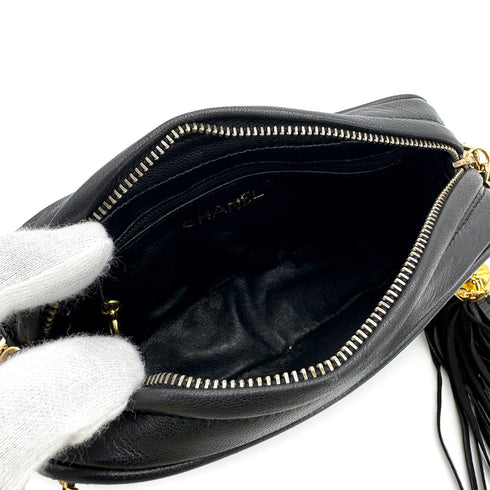 CHANEL VINTAGE COCOMARK MATELASSE CHAIN SHOULDER BAG BLACK FRINGE LAMB SKIN 90308213 - PURPOSE
