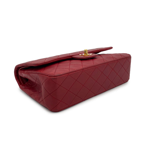 VINTAGE CHANEL CLASSIC FLAP MEDIUM CHAIN SHOULDER BAG RED LAMB SKIN GOLD HARDWARE 90308215