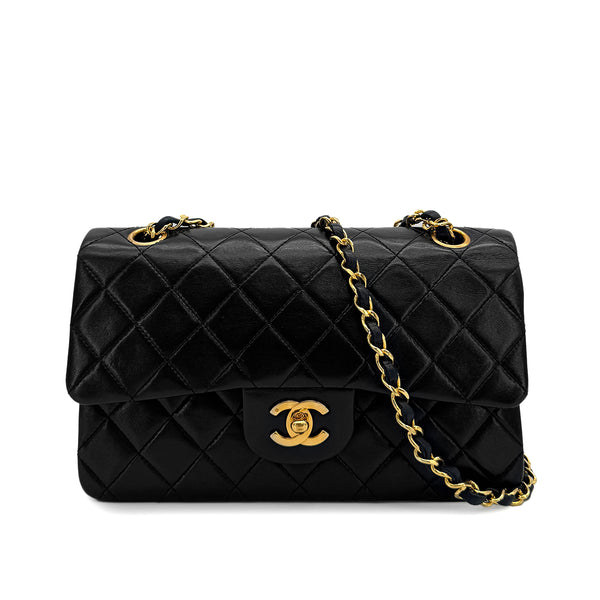 CHANEL VINTAGE CLASSIC FLAP SMALL CHAIN SHOULDER BAG BLACK LAMB SKIN 90308216 - PURPOSE