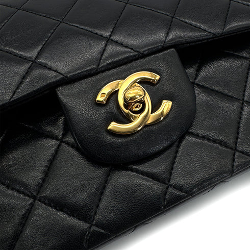 CHANEL VINTAGE CLASSIC FLAP SMALL CHAIN SHOULDER BAG BLACK LAMB SKIN 90308216 - PURPOSE