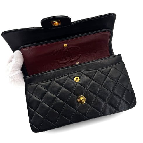 CHANEL VINTAGE CLASSIC FLAP SMALL CHAIN SHOULDER BAG BLACK LAMB SKIN 90308216 - PURPOSE