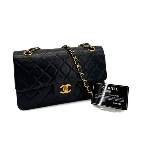 CHANEL VINTAGE CLASSIC FLAP SMALL CHAIN SHOULDER BAG BLACK LAMB SKIN 90308216 - PURPOSE