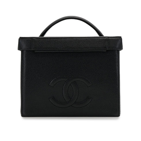 CHANEL VINTAGE TURN LOCK 2WAY VANITY HAND SHOULDER BAG BLACK CAVIAR SKIN 90308246 - PURPOSE