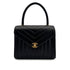 CHANEL VINTAGE CHEVRON HAND BAG BLACK LAMB SKIN 90308247 - PURPOSE