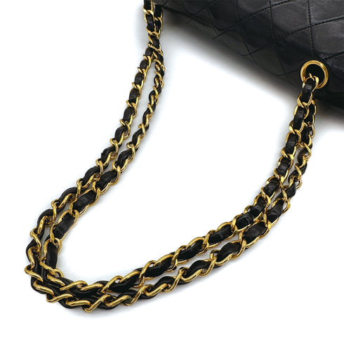 CHANEL VINTAGE CLASSIC FLAP MEDIUM CHAIN SHOULDER BAG BLACK LAMB SKIN 90308252 - PURPOSE