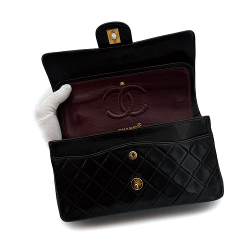CHANEL VINTAGE CLASSIC FLAP MEDIUM CHAIN SHOULDER BAG BLACK LAMB SKIN 90308252 - PURPOSE