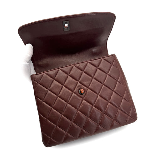 CHANEL VINTAGE MATELASSE PLASTIC CHAIN SHOULDER BAG BROWN LAMB SKIN 90308255 - PURPOSE