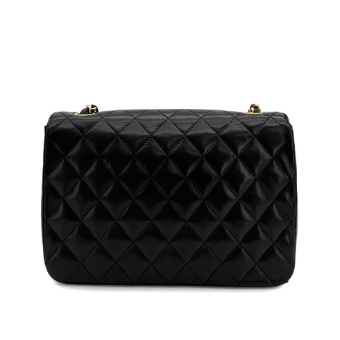 CHANEL VINTAGE MATELASSE HALF MOON CHAIN SHOULDER BAG BLACK LAMB SKIN 90308259 - PURPOSE