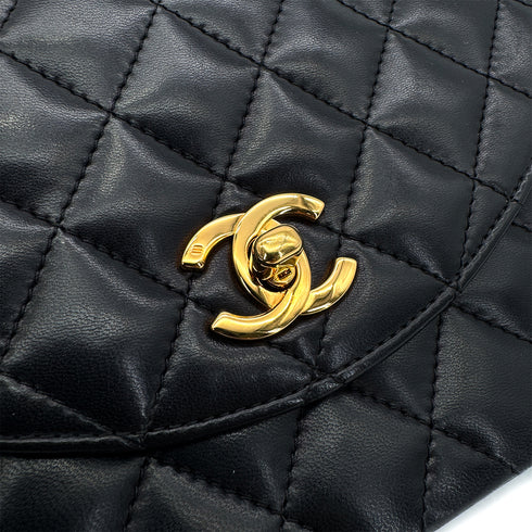 CHANEL VINTAGE MATELASSE HALF MOON CHAIN SHOULDER BAG BLACK LAMB SKIN 90308259 - PURPOSE