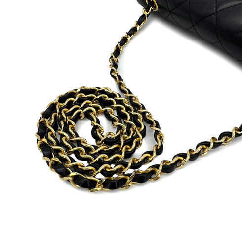CHANEL VINTAGE MATELASSE HALF MOON CHAIN SHOULDER BAG BLACK LAMB SKIN 90308259 - PURPOSE