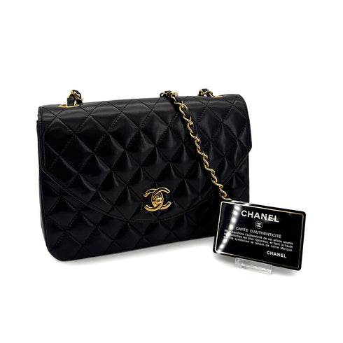 CHANEL VINTAGE MATELASSE HALF MOON CHAIN SHOULDER BAG BLACK LAMB SKIN 90308259 - PURPOSE