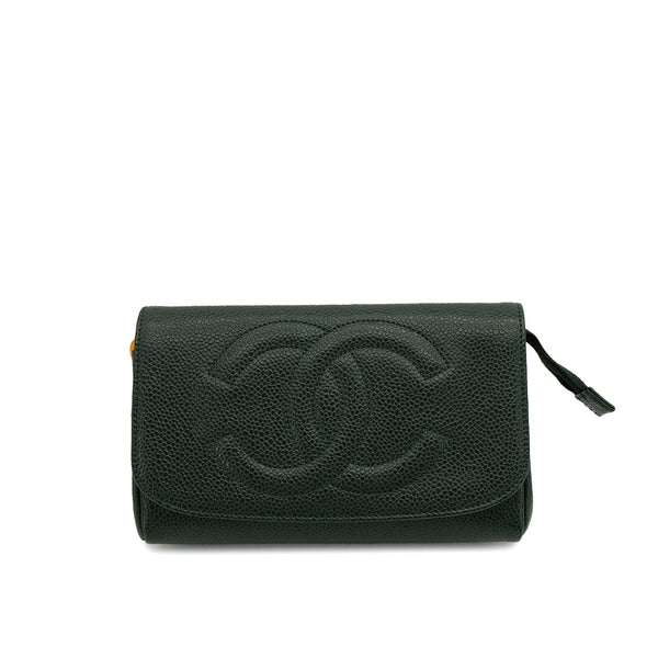 CHANEL VINTAGE BIG COCO POACH DARK GREEN CAVIAR SKIN 90308260 - PURPOSE