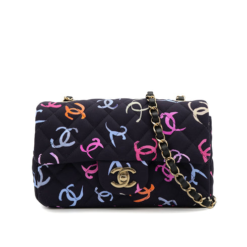 CHANEL MINI MATELASSE 20 CHAIN SHOULDER BAG NAVY CANVAS 90308261