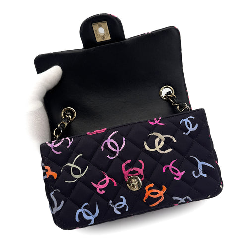 CHANEL MINI MATELASSE 20 CHAIN SHOULDER BAG NAVY CANVAS 90308261