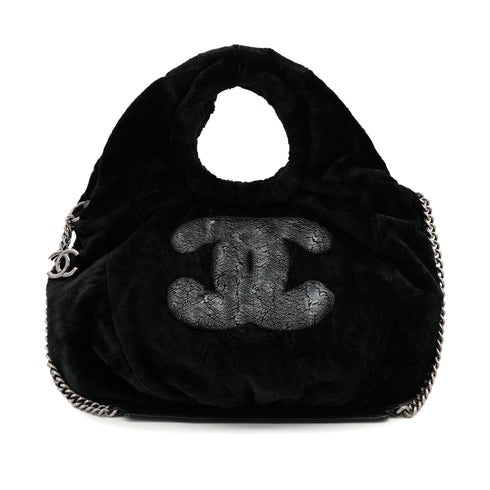 CHANEL FAUX FUR 2WAY CHAIN HAND SHOULDER BAG BLACK 90308262 - PURPOSE